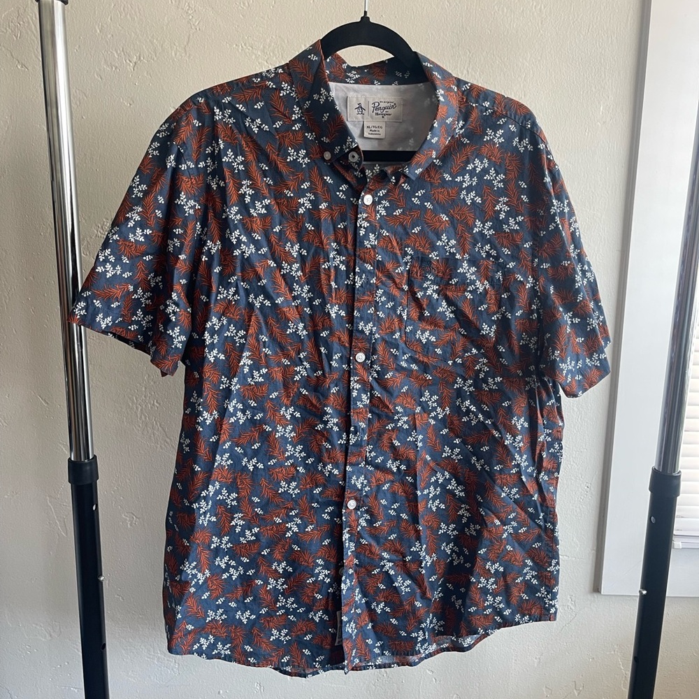 Original Penguin Blue and Brown Casual Button Down Shirt